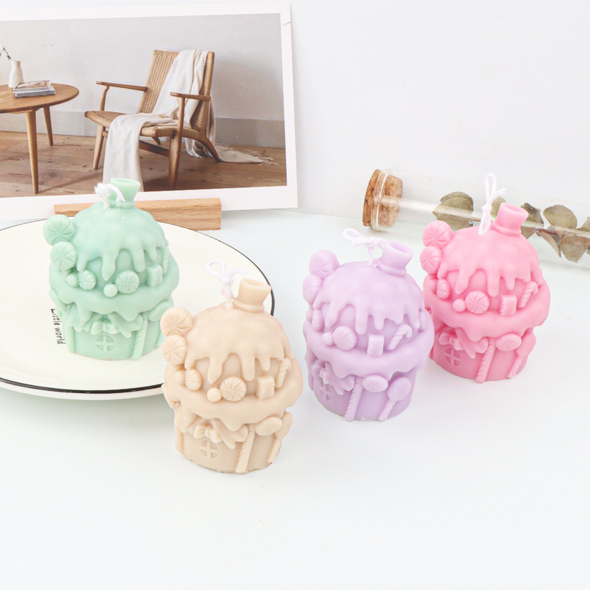 Creative Cartoon House Ice Cream Cup Candle Silicone Mold