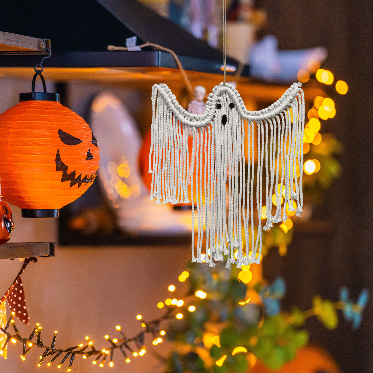 Halloween Decorative Ornaments Hand-woven White Ghost