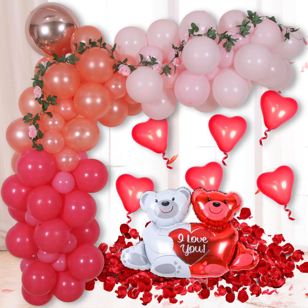 Valentine's Day Balloon Chain Set Valentine's Day Wedding Party, Valentine's Day decor, Romantic home accents, Heart-themed decorations, Cupid-inspired ornaments, Love-themed party supplies, Red and pink decor, Valentine's Day table settings, Romantic ambiance accessories, Heart-shaped embellishments, Valentine's Day home embellishments
