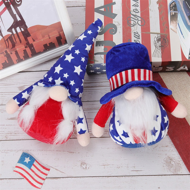 Cute Faceless Baby Doll With Top Hat Doll American National Day Decorations, Celebrate Independence Day with our patriotic 4th of July gnome for sale! Add a whimsical flair to your holiday decorations. Bring a touch of red, white, and blue to your 4th of July festivities with our charming gnome! Handcrafted with care, this gnome is sure to spread patriotic cheer. 	