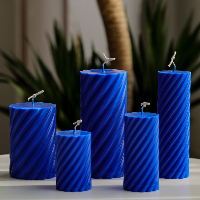 Threaded Cylindrical Candle Mold Klein Blue