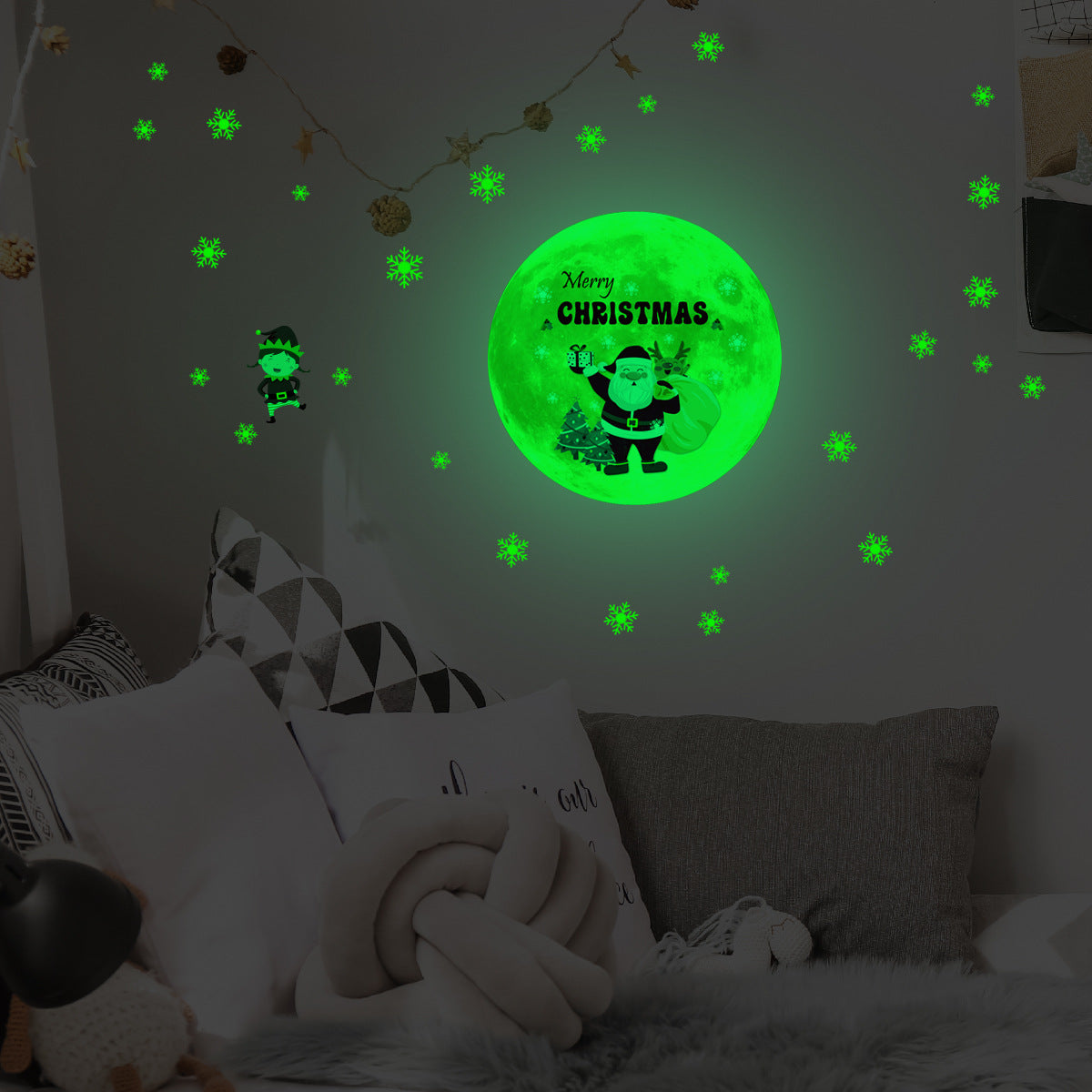 Luminous Moon Snowflake Christmas Wall Sticker