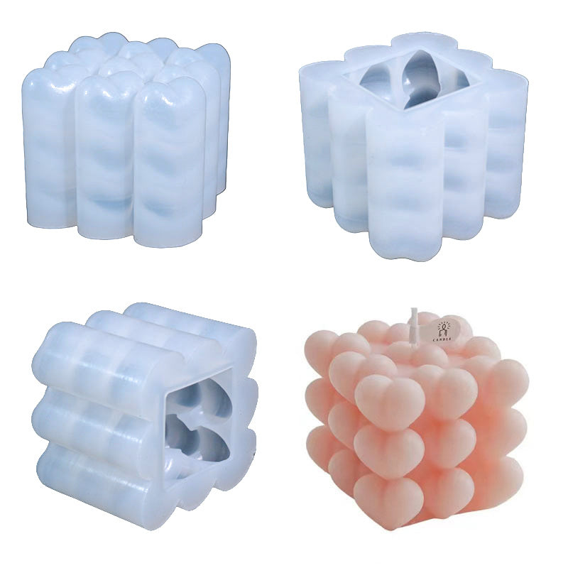 Heart Cube Aromatherapy Candle Mould, Silicone candle molds, Geometric candle molds, DIY candle making molds, Aromatherapy Candle, Sented candle, candles, 