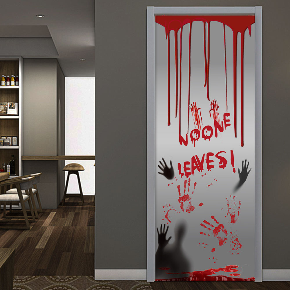 New Halloween Blood Handprint Door Sticker Ghost Festival Decoration