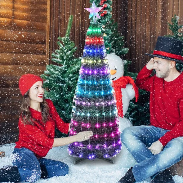 LED Lights Collapsible Christmas Tree Light With Remote App Control IP65 Waterproof Customized Multi-Color Mode Timer Setting Work With Alexa Google