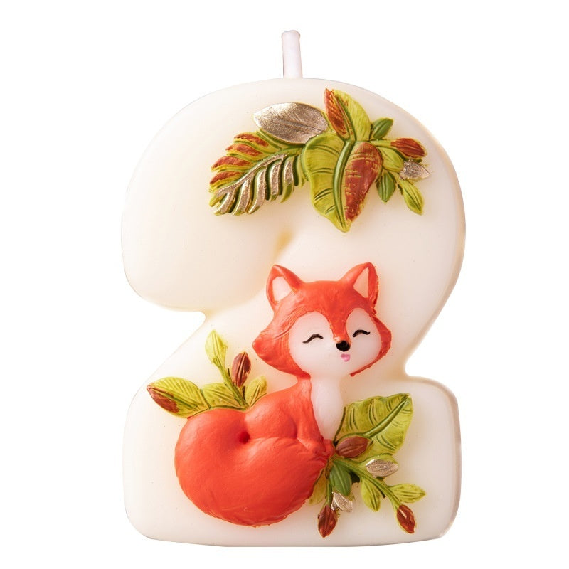 Digital Cartoon Animal Birthday Cake Decorative Creative Candle