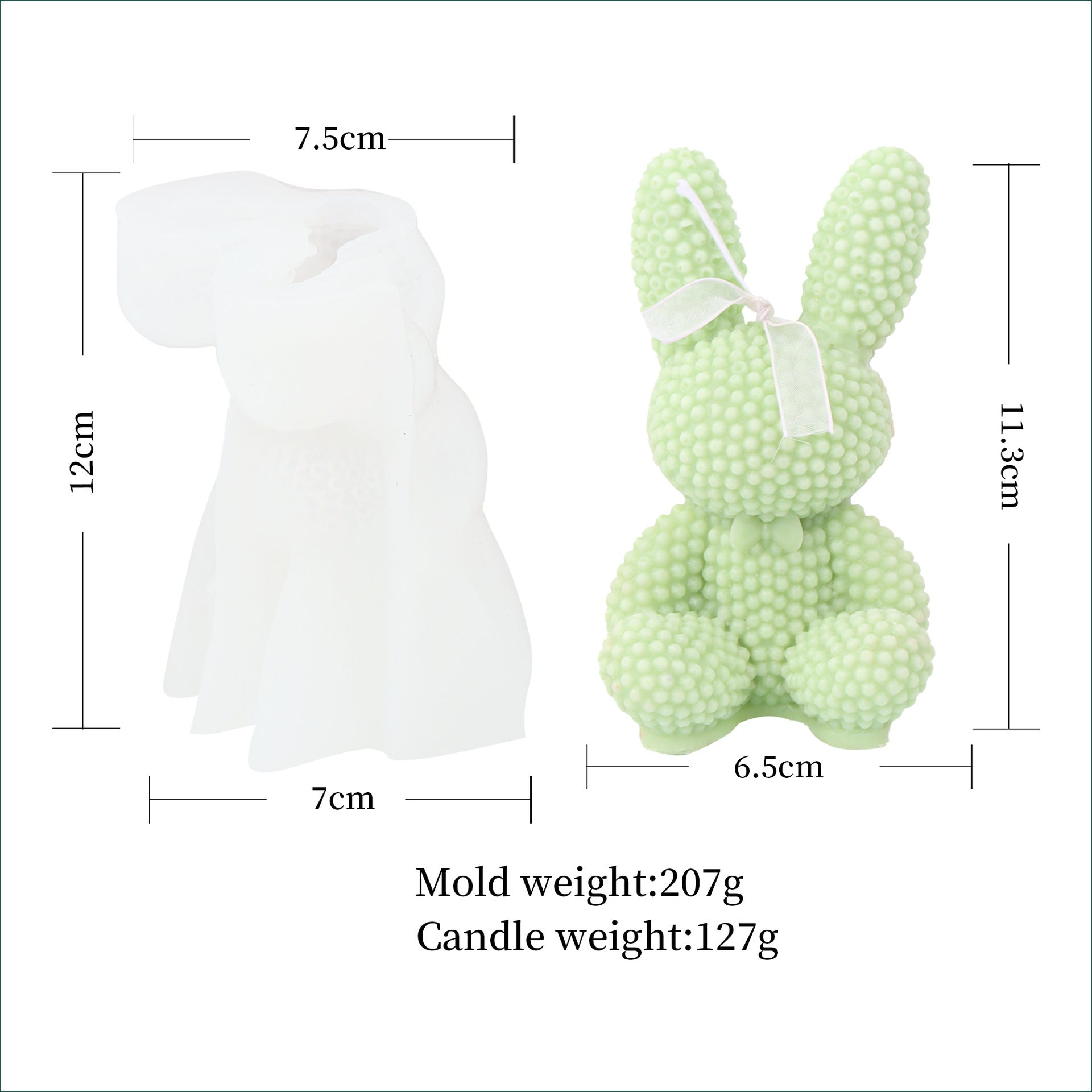 Three-dimensional Beaded Bear Rabbit Candle Silicone Mold