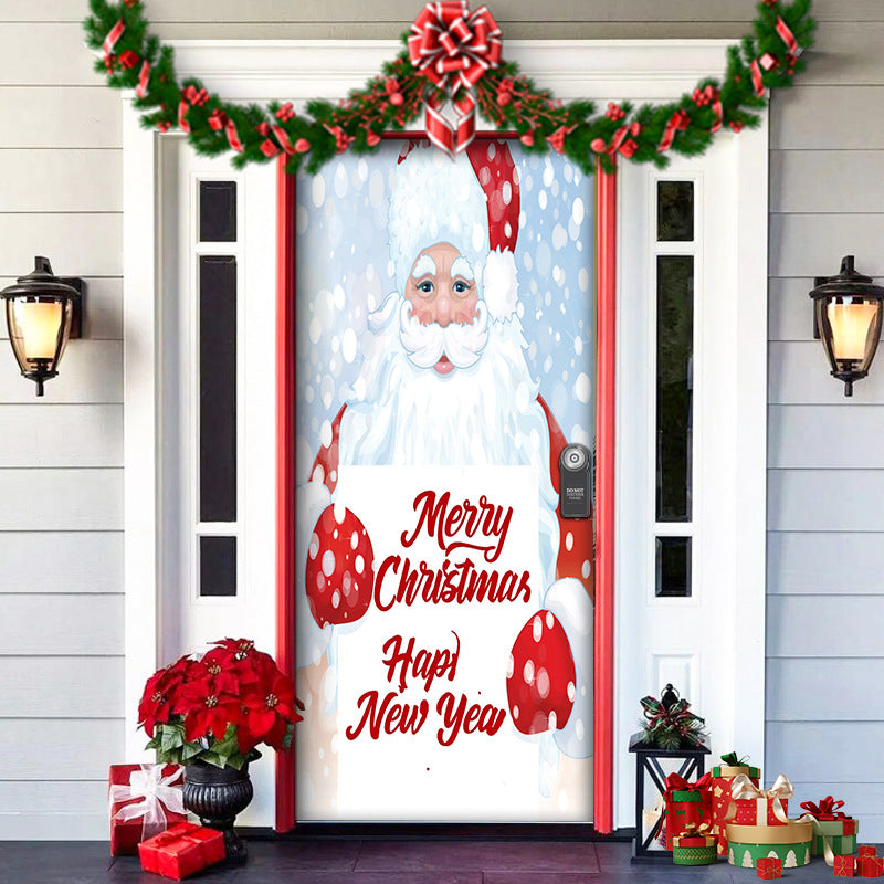 Christmas Forest Background Fabric Door Shelter Door Hanging New Year Party Decoration