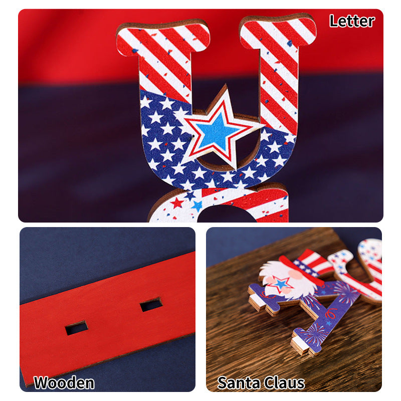 July 4th centerpieces, 4th of July decorations, American flag decorations, Patriotic decorations, Red, white and blue decorations, Independence Day Wooden Letter Faceless Dwarf Ornaments, 4th of july wooden ornaments, 