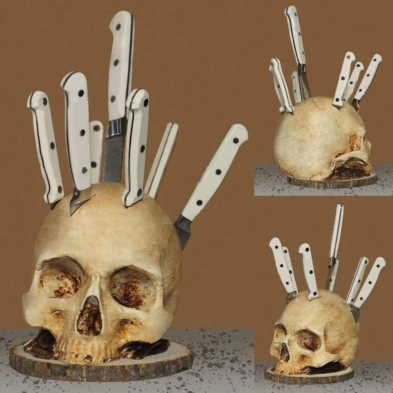 Halloween Creative Skull Knife Holder, Halloween decorations items, Halloween costumes, Halloween masks, Halloween props, Halloween animatronics, Halloween inflatables, Halloween lights, Halloween fog machines, Halloween spider webs, Halloween lanterns, Halloween banners, Halloween streamers, Halloween tableware, Halloween centerpieces, Halloween party favors, Halloween yard stakes, Halloween tombstones, Halloween candles, Halloween wreaths, Halloween garlands
