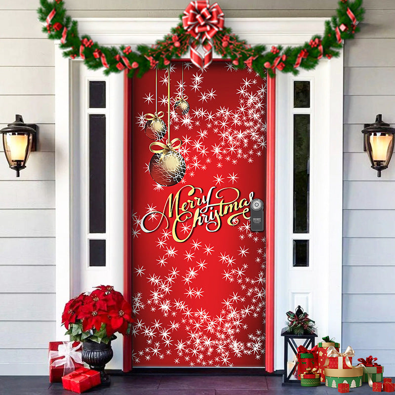 Christmas Forest Background Fabric Door Shelter Door Hanging New Year Party Decoration