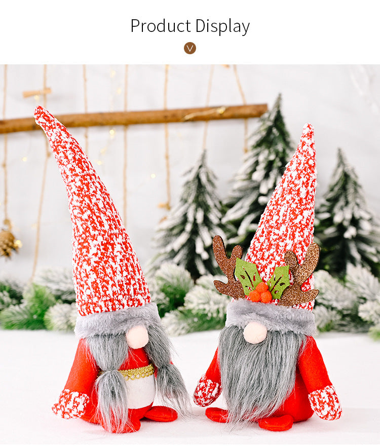 Christmas Snowflake Hat Antlers Red Faceless Doll Doll