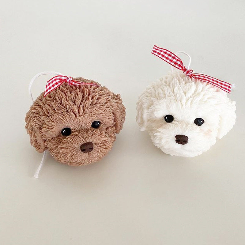 3D Cute Teddy Dog Head Silicone Mold Ornaments