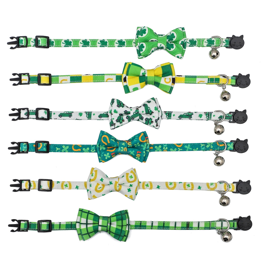 Irish Festival Plaid Bow Cat Collar, Green-themed party supplies, Irish Festival Decoration Items, St Patricks Day Decoration Items, Decognomes,