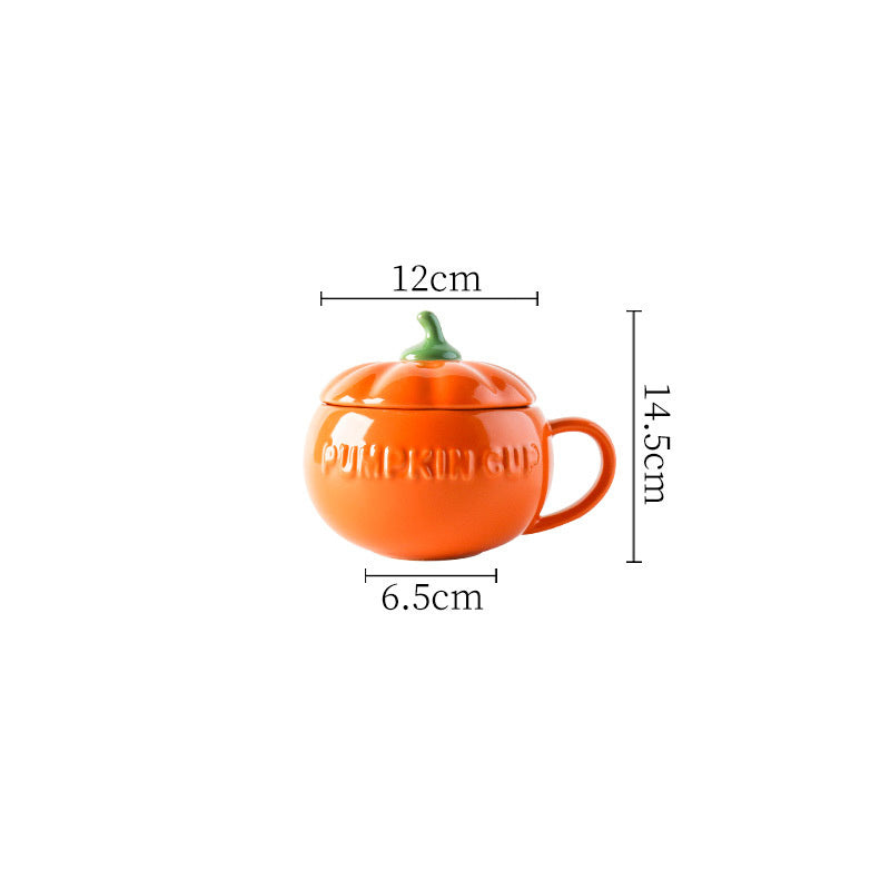 Pumpkin Cup Creative Personality Trend Water  Ceramic Spoon With Lid