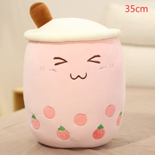 Cute Fruit Drink Plush Soft Strawberry Milk Tea Stuffed Animals