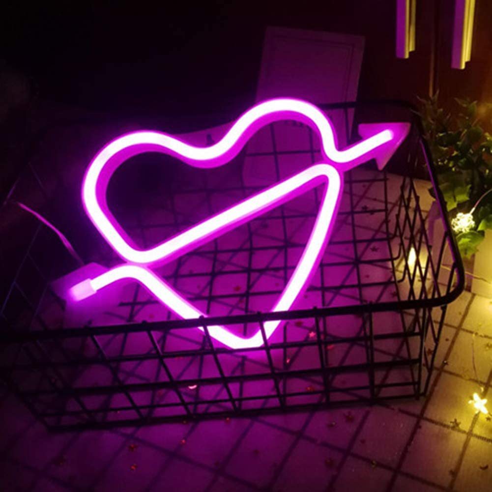 One Arrow Through The Heart Shape Latex Neon Lights Valentine Decoration, valentines day, shop valentine's day deals, valentines, valentine's day gifts, valentine day, valentines day gifts, valentines day decor, Decognomes,  valentine decoration, valentines day decoratio, valentine decor, valentines decor, valentines decorations