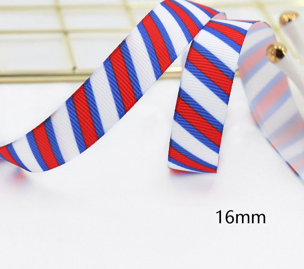 Stars And Stripes Ribbon Dovetail Bowknot Hair Ring Double Stitching Dovetail Ribbon