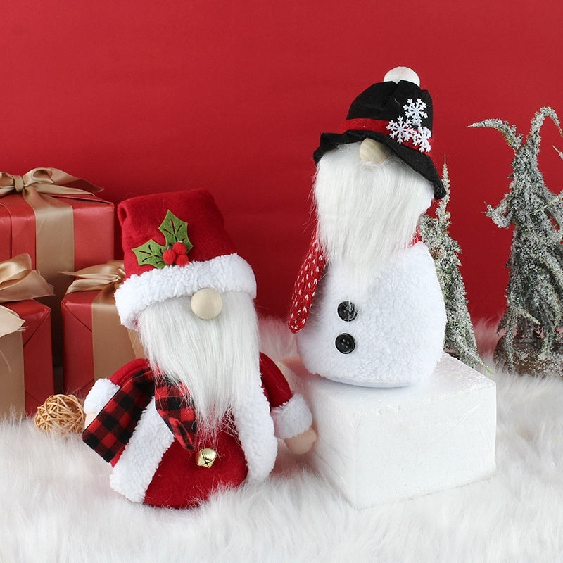 Hooded Christmas Snowman Old Man Doll