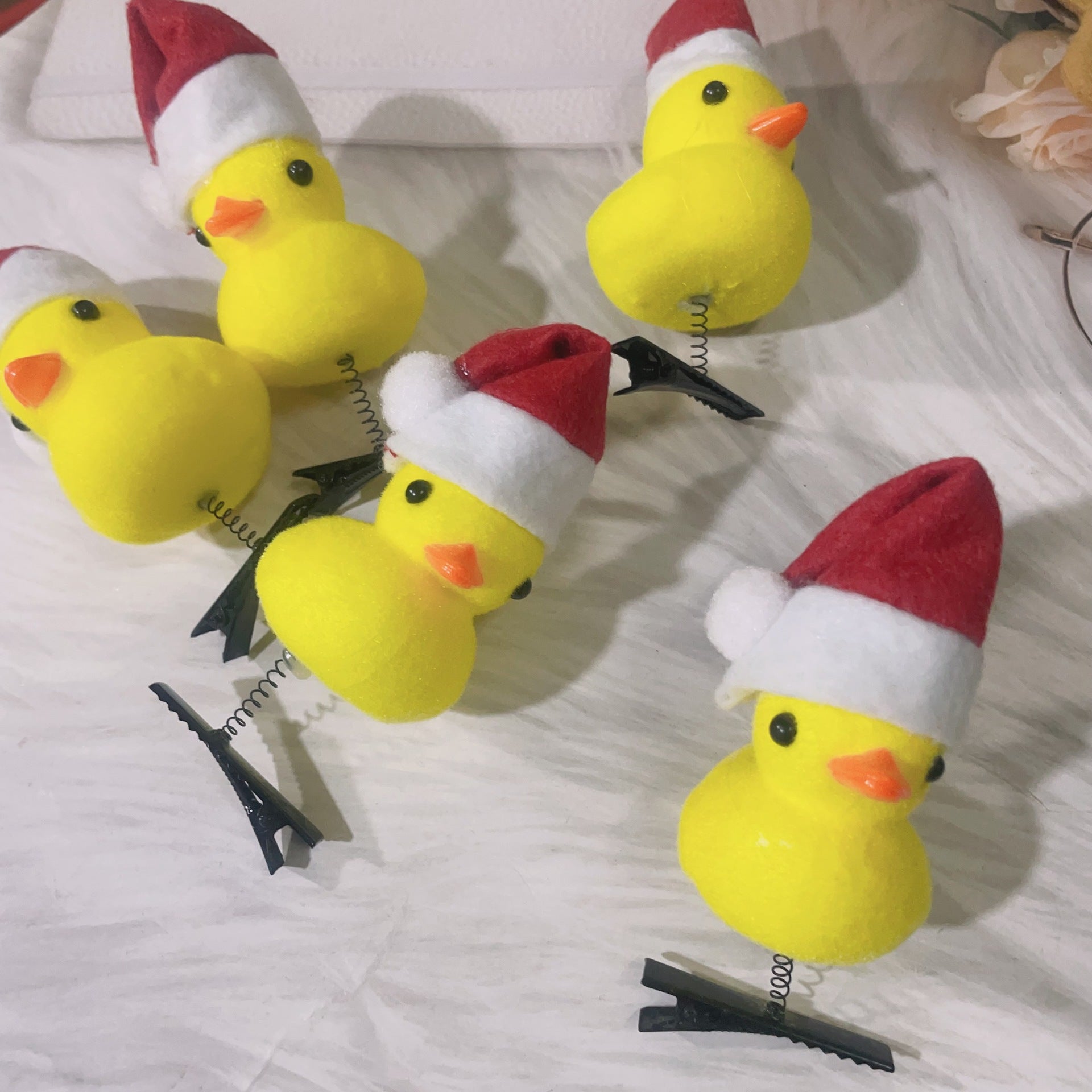 Christmas Small Yellow Duck Barrettes Decoration