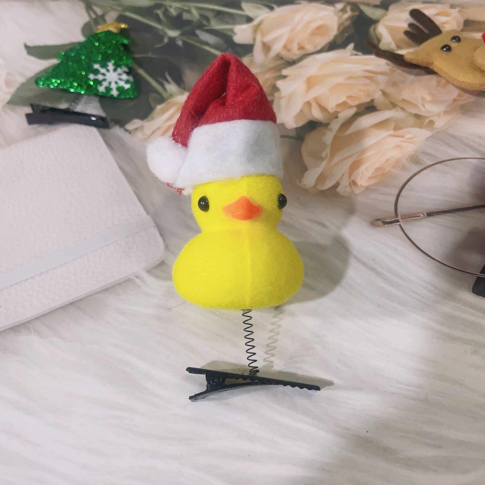 Christmas Small Yellow Duck Barrettes Decoration