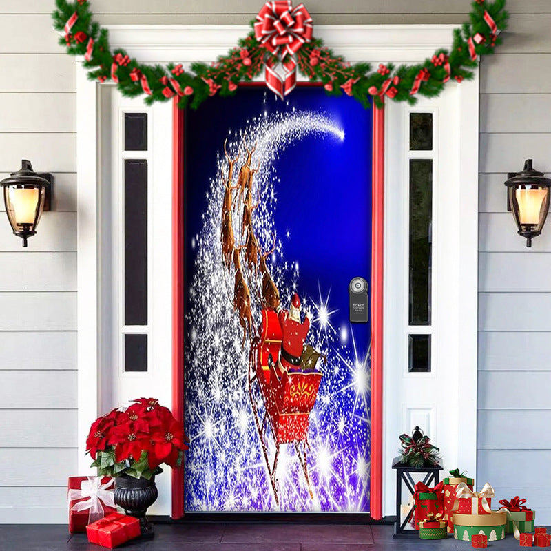 Christmas Forest Background Fabric Door Shelter Door Hanging New Year Party Decoration