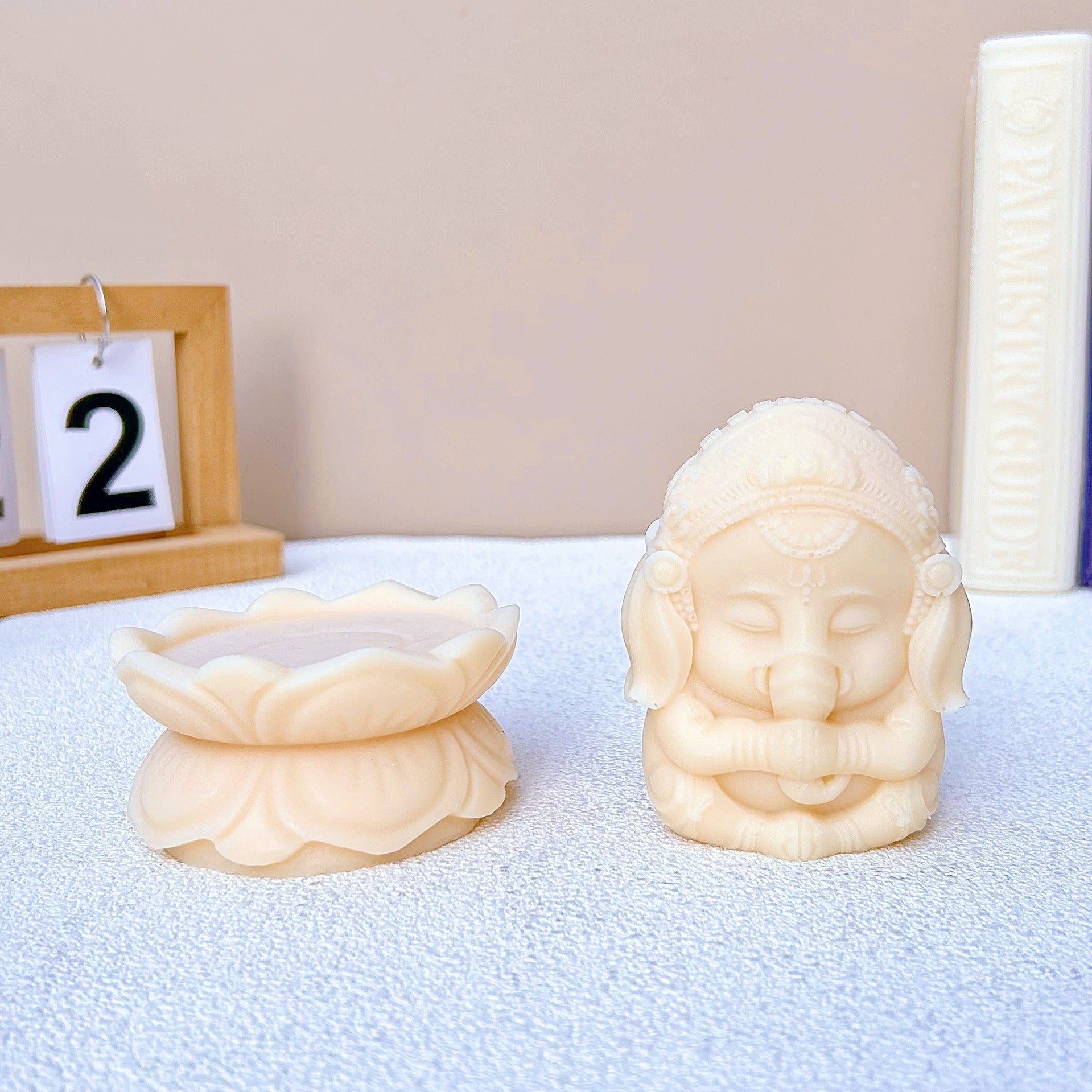 Elephant God Candle Silicone Mold Lotus Base, Silicone candle molds, Christmas tree candle molds, Halloween pumpkin candle molds, Easter egg candle molds, Animal candle molds, Sea creature candle molds, Fruit candle molds, Geometric candle molds, Abstract candle molds, DIY candle making molds,