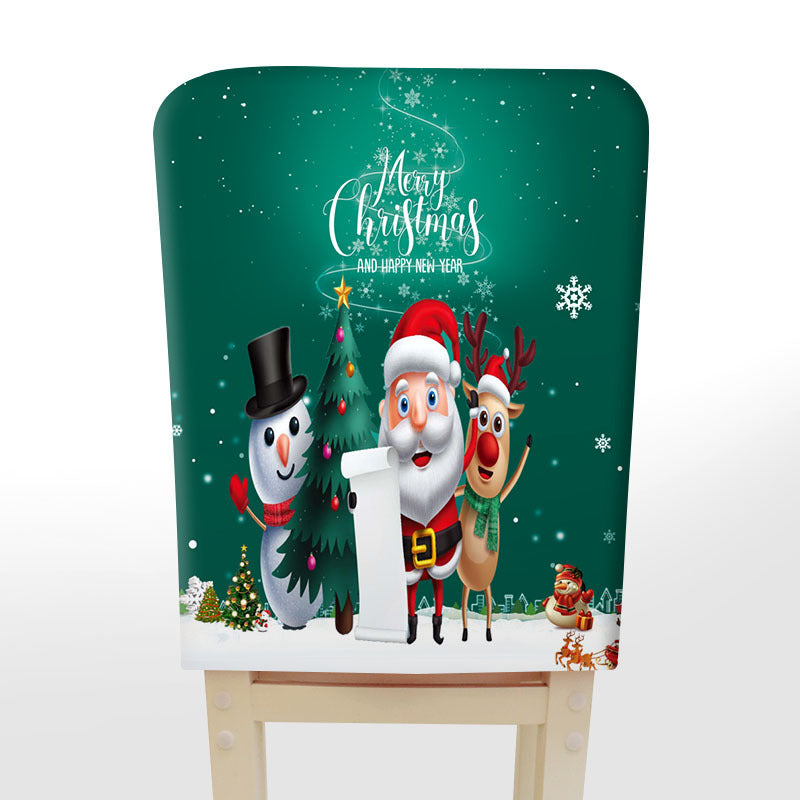 Christmas Table And Chair Cover Cartoon Decorative Printing Christmas Chair Cover Seat Cover