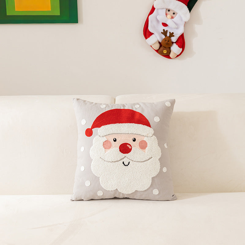 Christmas Towel Embroidery Pillow Cover Holiday Home Decoration