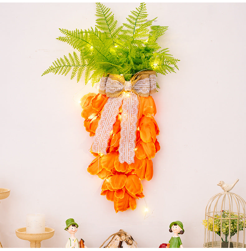 New Easter Decoration Supplies With Light Carrot Garland Pendant