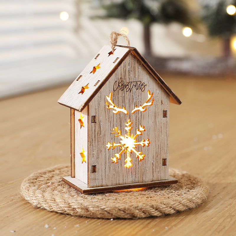 Christmas Decorations Nordic Log Small House Pendant