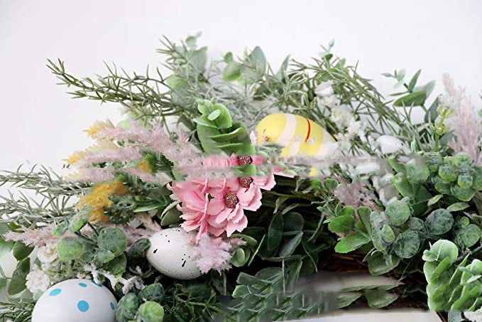 Easter Eggs Garland Wreath Plastic Rattan