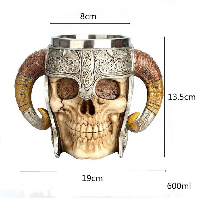 Tall Skull Helmet Cup Halloween Stainless Steel Inner Water Cup