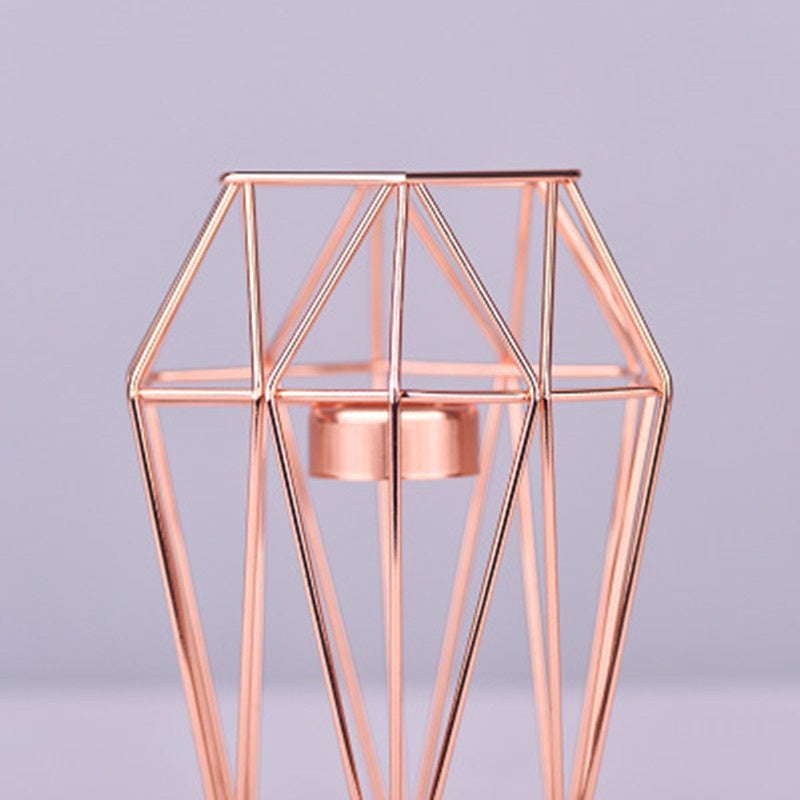 Nordic rose gold Iron Candle Holder