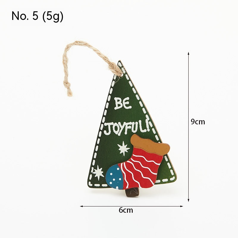 Wooden Christmas Tree Pendant Table Decoration Mini Retro Decorations