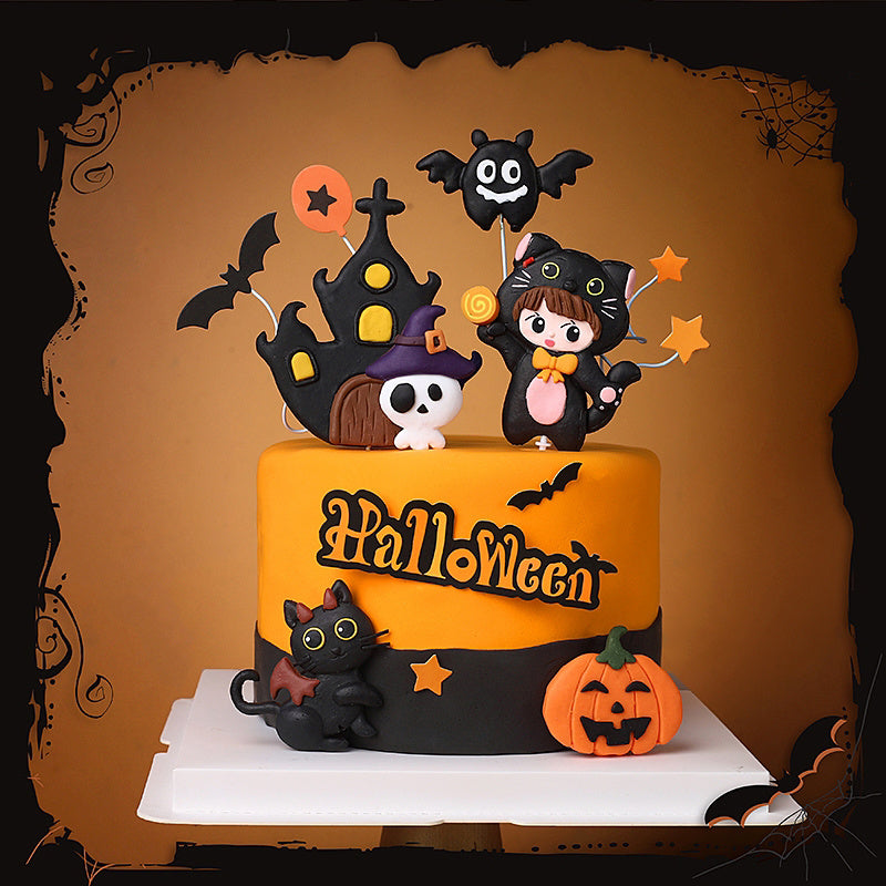 Adorable Decoration Of Halloween Baking Cake, Pumpkin lanterns, Jack o Lanterns, Halloween Lights, Halloween Decoration Ornaments, Halloween inflatables, carved pumpkins, Halloween wreaths, Halloween Candles, and animatronics Halloween.
