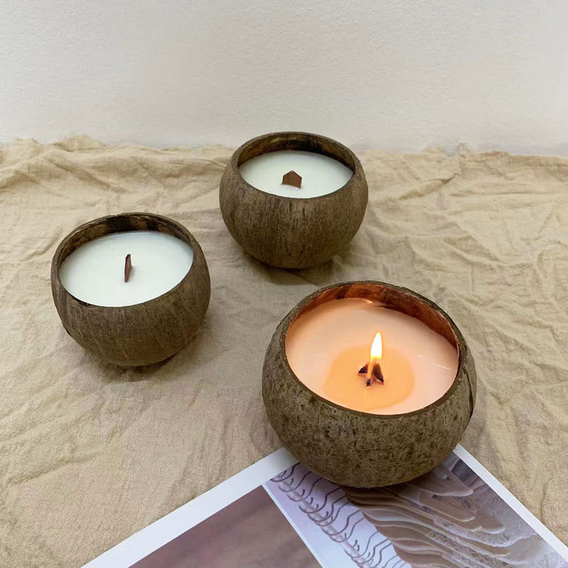 Coconut Shell Aromatherapy Candle Container Indoor Long-lasting Home Sleep