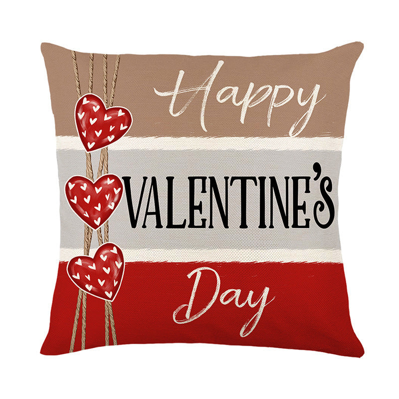 Valentine's Day Pillow Cover Love Truck Romantic Linen Digital