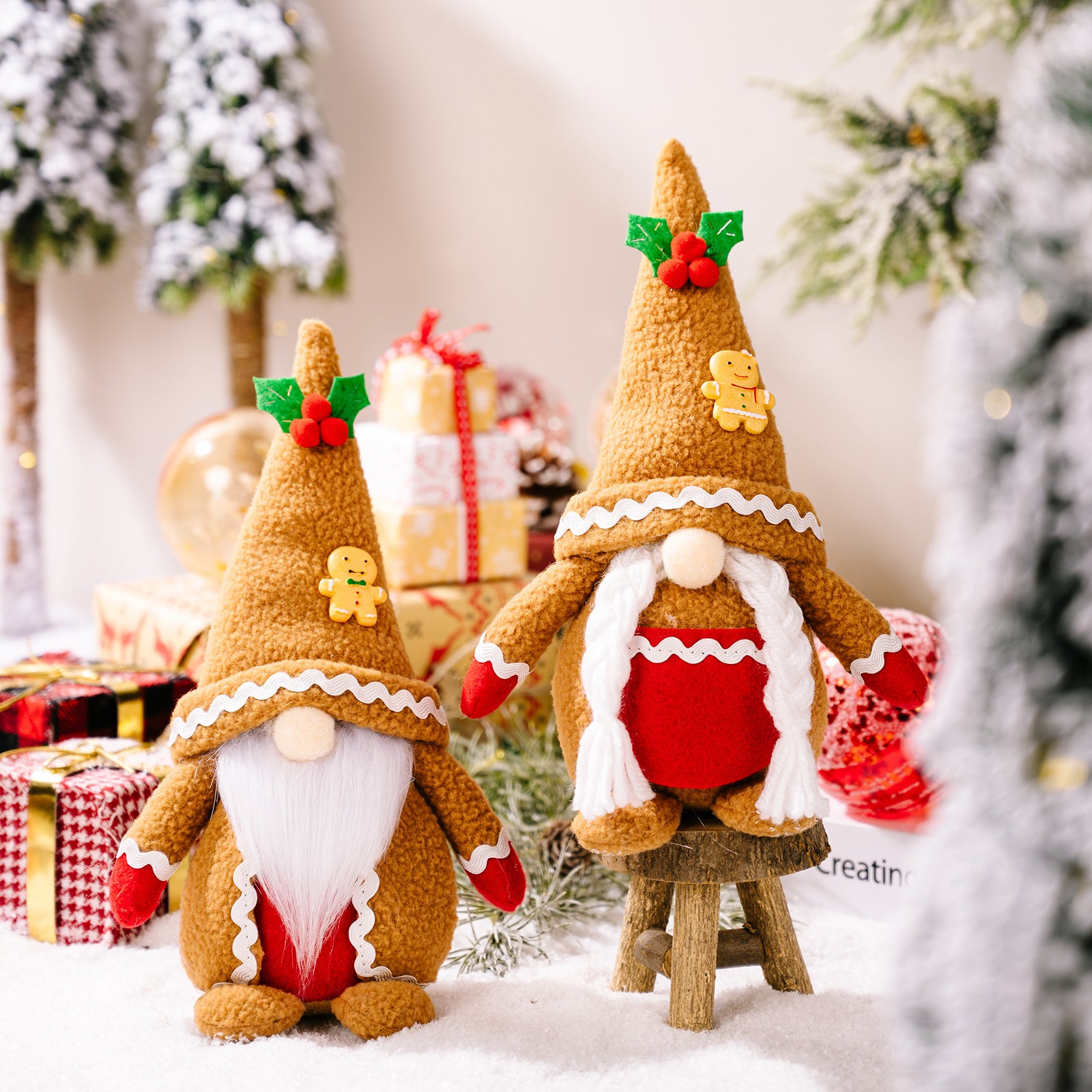 Khaki Gingerbread Man Knitted Doll Ornaments