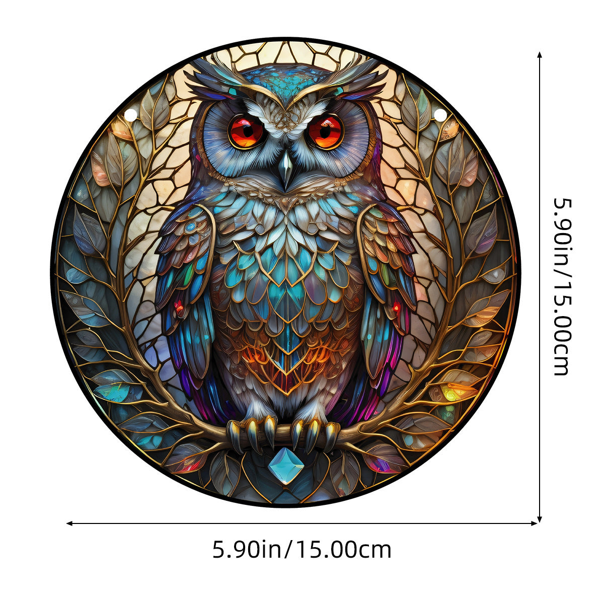 Halloween Owl Round Acrylic Painted Tracery Pendant