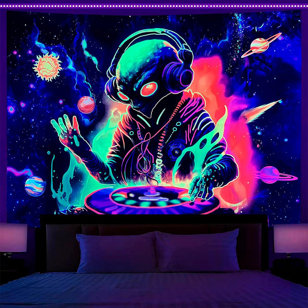 UV Fluorescent Skull Tapestry Space Wall Cloth Background