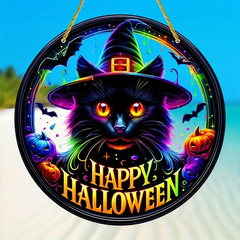 Acrylic Halloween Witch Pendant Color Disc Wall Decorations, Pumpkin lanterns, Jack o Lanterns, Halloween Lights, Halloween Decoration Ornaments, Halloween inflatables, carved pumpkins, Halloween wreaths, Halloween Candles, and animatronics Halloween.
