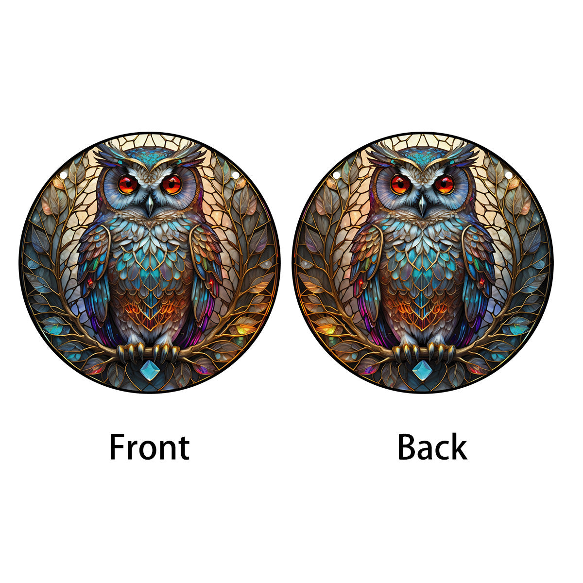 Halloween Owl Round Acrylic Painted Tracery Pendant