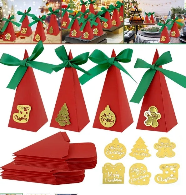 20PCS Christmas Candy Boxes 4 Styles Christmas Treat Gift Boxes Cute DIY Paper Box With Ribbon Triangle Sweet Boxes For Birthday Christmas Party Supplies, Christmas decorations, Christmas lights, Christmas tree ornaments, Christmas wreaths, Christmas garlands, Christmas stockings, Christmas tree toppers, Christmas village sets, Christmas figurines, Christmas table decorations, Christmas centerpieces, Christmas tree skirts, Christmas tree stands, Christmas yard decorations, Christmas outdoor lights, 