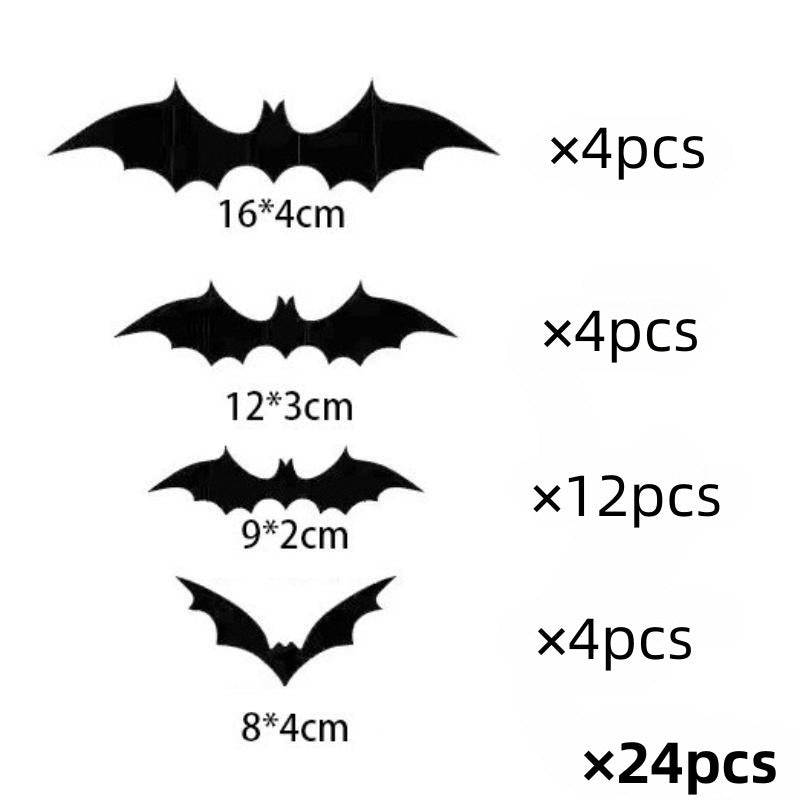 Halloween Decorative Wall Black Stickers Three-dimensional Bat Holiday Party