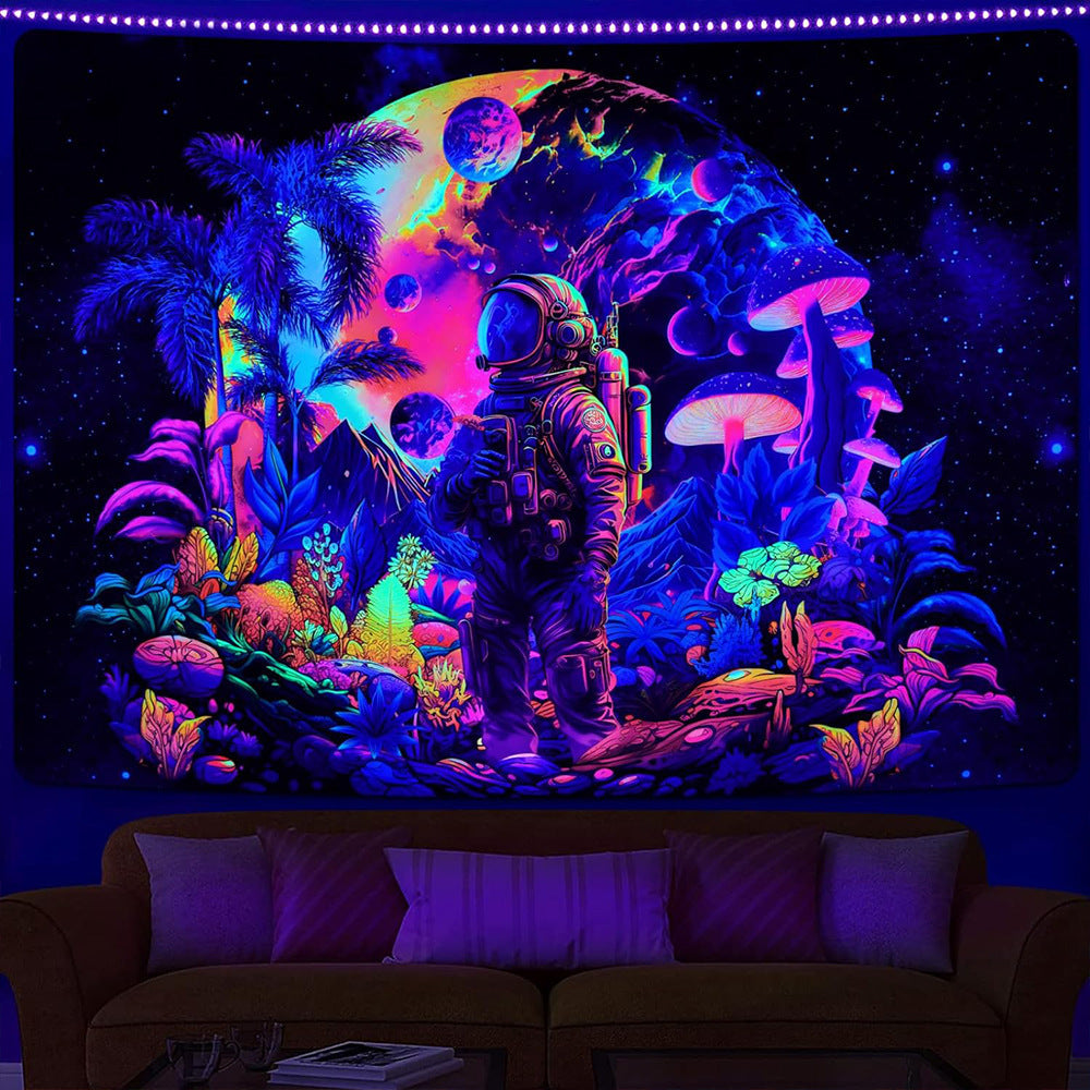 UV Fluorescent Skull Tapestry Space Wall Cloth Background