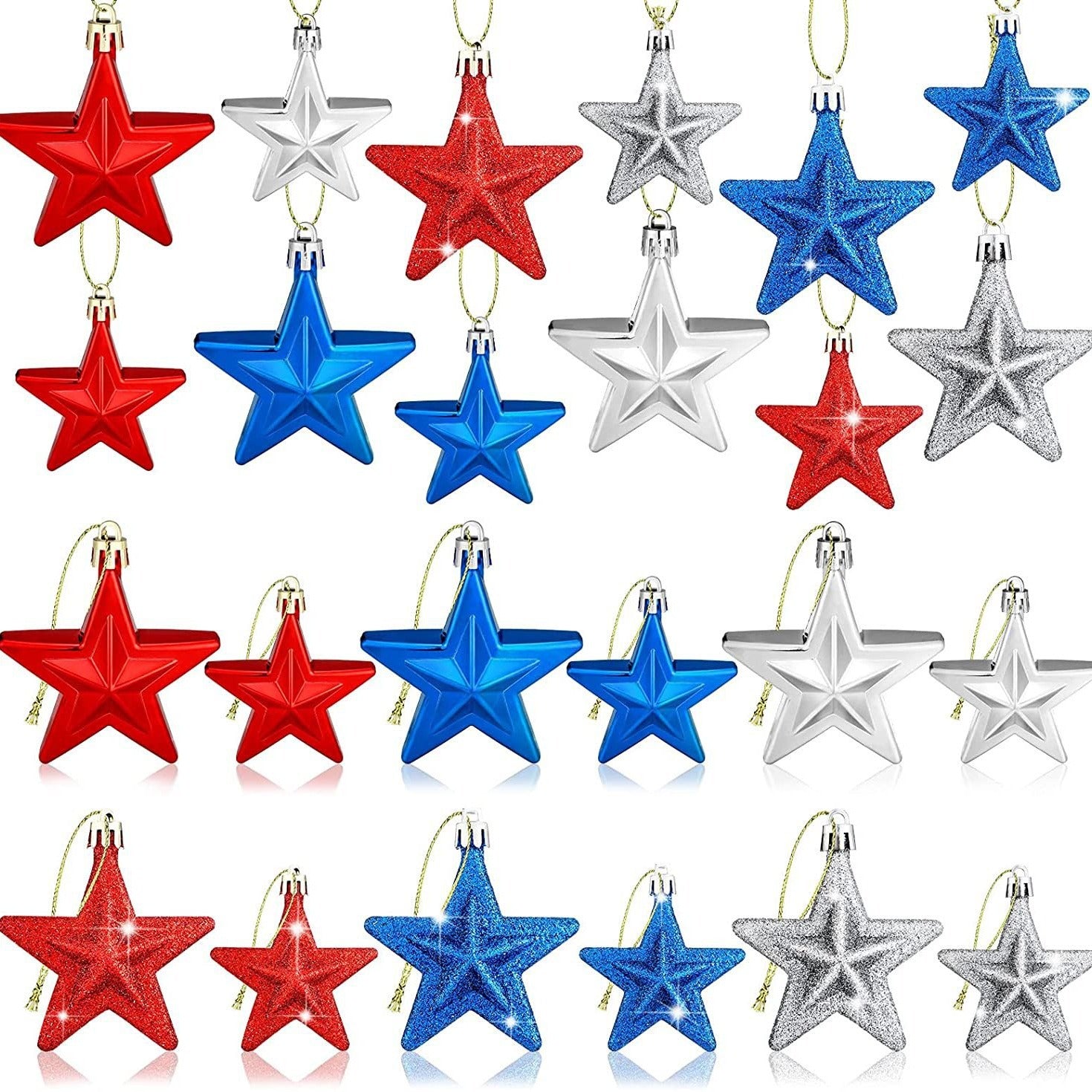 Patriotic Ball 7CM Three-dimensional Christmas Five-pointed Star Labor Day Party Christmas Tree Decorative Small Pendant