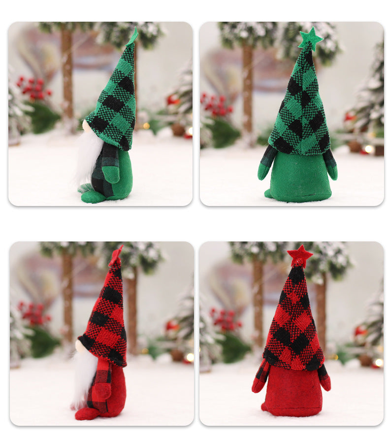 Checkered Forest Christmas Doll Desktop Decoration