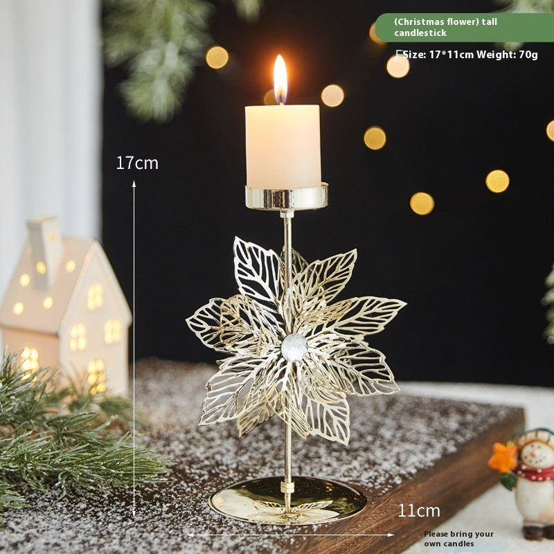 Romantic Christmas Wrought Iron Candlestick Candle Tray Decoration