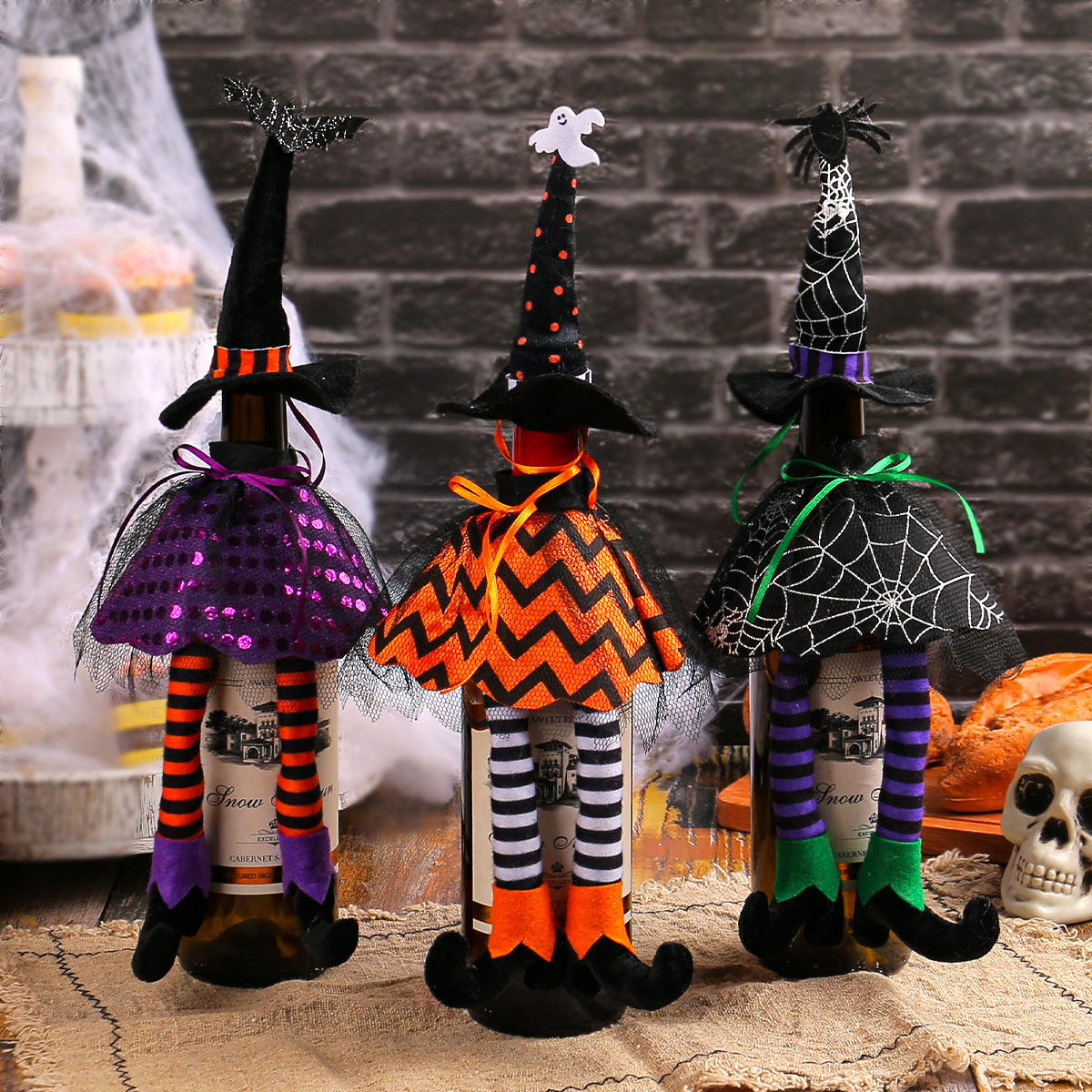 Halloween Witch Hat Long Legs Bottle Cover Ornaments